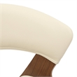 Dining Chair with Curved Open-Back and Iron Legs in Walnut/Beige
