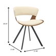 Dining Chair with Curved Open-Back and Iron Legs in Walnut/Beige
