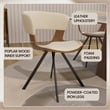 Dining Chair with Curved Open-Back and Iron Legs in Walnut/Beige