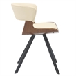 Dining Chair with Curved Open-Back and Iron Legs in Walnut/Beige