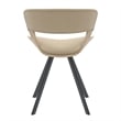 Dining Chair with Curved Open-Back and Iron Legs in Washed Walnut/Taupe