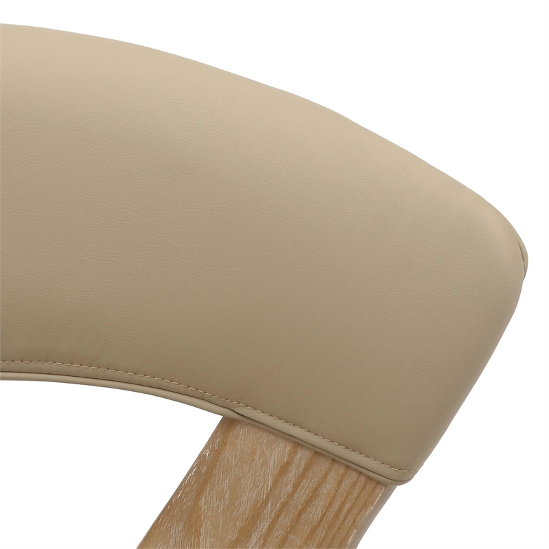 Dining Chair with Curved Open-Back and Iron Legs in Washed Walnut/Taupe