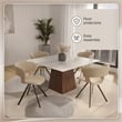 Dining Chair with Curved Open-Back and Iron Legs in Washed Walnut/Taupe