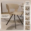 Dining Chair with Curved Open-Back and Iron Legs in Washed Walnut/Taupe