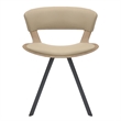 Dining Chair with Curved Open-Back and Iron Legs in Washed Walnut/Taupe