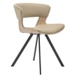 Dining Chair with Curved Open-Back and Iron Legs in Washed Walnut/Taupe