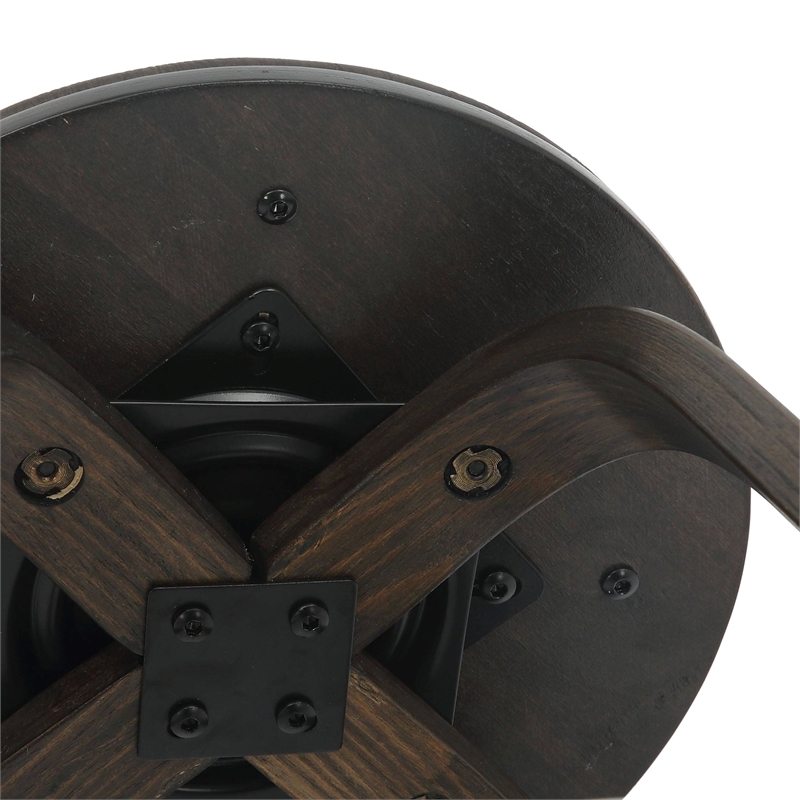 Leather Counter Stool with Poplar Wood Frame and Swivel in Dark Walnut/Brown