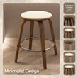 Leather Counter Stool with Poplar Wood Frame and Swivel in Walnut/Cream