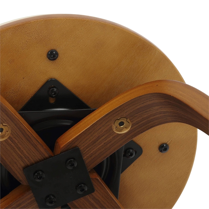 Leather Counter Stool with Poplar Wood Frame and Swivel in Walnut/Light Taupe