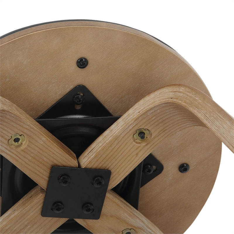 Leather Counter Stool with Poplar Wood Frame and Swivel in Washed Walnut/Black