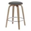 Leather Counter Stool with Poplar Wood Frame and Swivel in Washed Walnut/Black