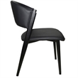 Leather Dining Chair with Curved Open-Back and Iron Legs Set of 4 in Black