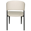 Leather Dining Chair with Curved Open-Back and Iron Legs Set of 4 in Light Gray