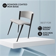 Leather Dining Chair with Curved Open-Back and Iron Legs Set of 4 in White