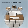 Leather Dining Chair with Curved Open-Back and Iron Legs Set of 4 in White