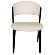 Leather Dining Chair with Curved Open-Back and Iron Legs Set of 4 in White