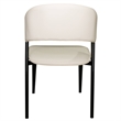 Leather Dining Chair with Curved Open-Back and Iron Legs Set of 4 in White