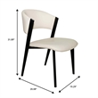 Leather Dining Chair with Curved Open-Back and Iron Legs Set of 4 in White