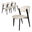 Leather Dining Chair with Curved Open-Back and Iron Legs Set of 4 in White