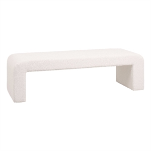 63&quot Wide Upholstered Rectangular Accent Bench in Fabric in White