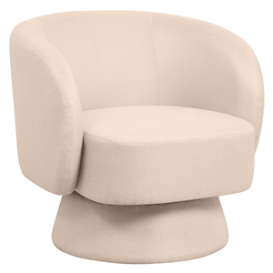 Accent Chair in Fabric Armchair with Removable Base and Swivel in Oatmeal Linen