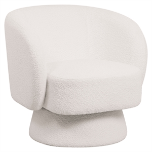 Accent Chair in Fabric Armchair with Removable Base and Swivel in White Boucle