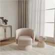 Accent Chair in Velvet Armchair with Removable Base and Swivel in Beige Velvet