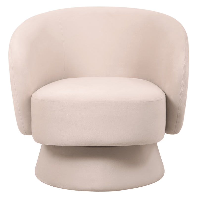 Accent Chair in Velvet Armchair with Removable Base and Swivel in Beige Velvet