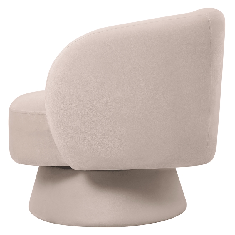 Accent Chair in Velvet Armchair with Removable Base and Swivel in Beige Velvet