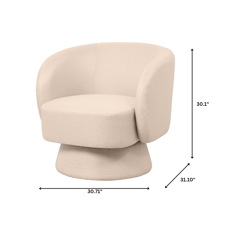 Accent Chair in Velvet Armchair with Removable Base and Swivel in Beige Velvet