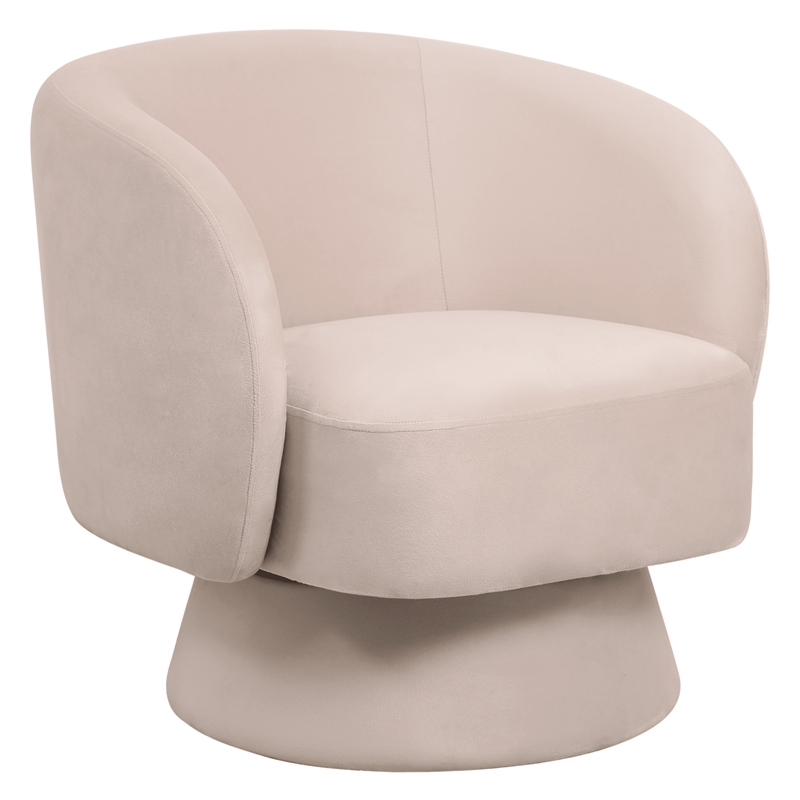 Accent Chair in Velvet Armchair with Removable Base and Swivel in Beige Velvet