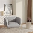 Upholstered Single Seater Sofa in Velvet with Gold Iron Legs in Light Gray