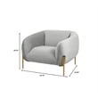Upholstered Single Seater Sofa in Velvet with Gold Iron Legs in Light Gray