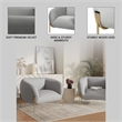 Upholstered Single Seater Sofa in Velvet with Gold Iron Legs in Light Gray