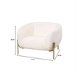 Upholstered Single Seater Sofa in Velvet with Gold Iron Legs in White