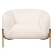 Upholstered Single Seater Sofa in Velvet with Gold Iron Legs in White