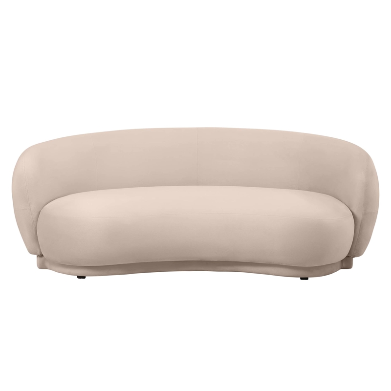 3-Seater Sofa Upholstered in Velvet With Foam-Filled Padded Seat in Beige