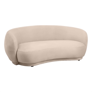 3-Seater Sofa Upholstered in Velvet With Foam-Filled Padded Seat in Beige