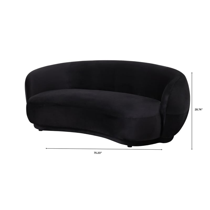 3-Seater Sofa Upholstered in Velvet With Foam-Filled Padded Seat in Black