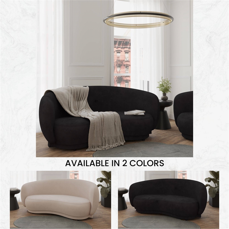 3-Seater Sofa Upholstered in Velvet With Foam-Filled Padded Seat in Black
