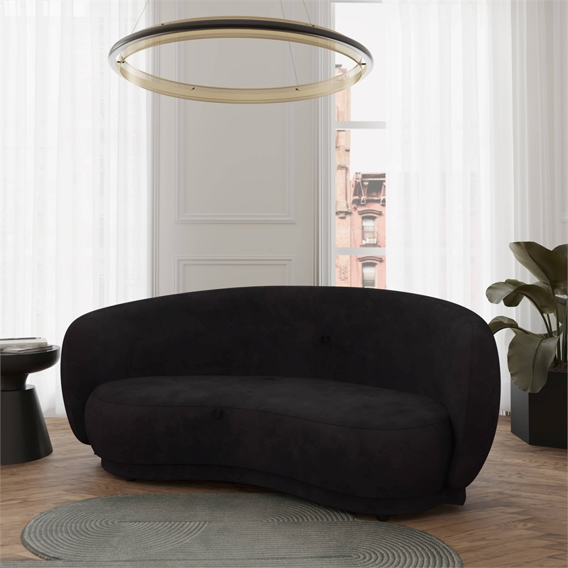 3-Seater Sofa Upholstered in Velvet With Foam-Filled Padded Seat in Black