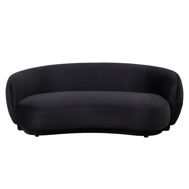 3-Seater Sofa Upholstered in Velvet With Foam-Filled Padded Seat in Black
