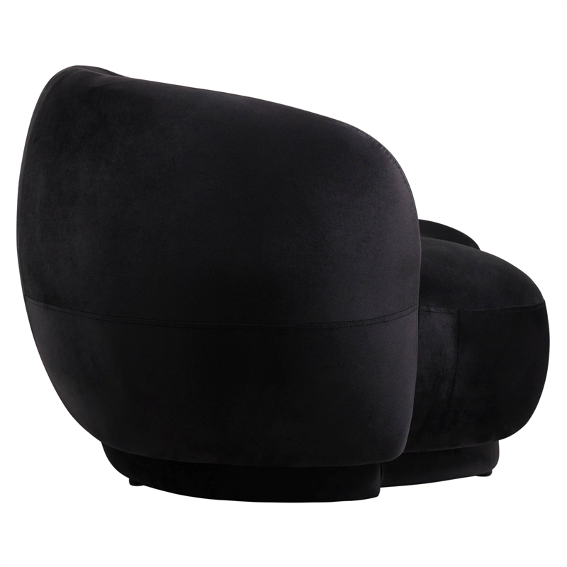 3-Seater Sofa Upholstered in Velvet With Foam-Filled Padded Seat in Black