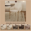 Upholstered Dining Chair in Velvet with Gold Chrome Iron in Beige