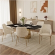 Upholstered Dining Chair in Velvet with Gold Chrome Iron in Beige