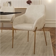 Upholstered Dining Chair in Velvet with Gold Chrome Iron in Beige