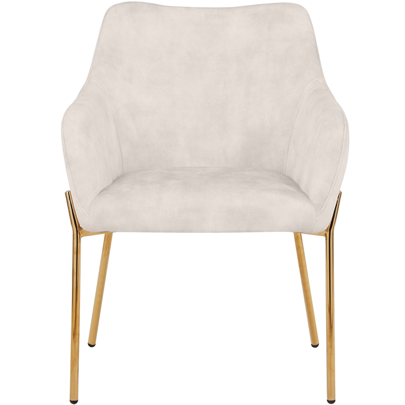 Upholstered Dining Chair in Velvet with Gold Chrome Iron in Beige