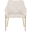 Upholstered Dining Chair in Velvet with Gold Chrome Iron in Beige