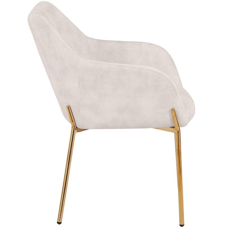 Upholstered Dining Chair in Velvet with Gold Chrome Iron in Beige
