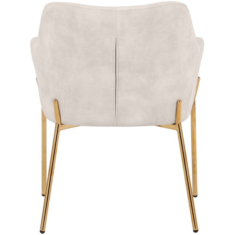 Upholstered Dining Chair in Velvet with Gold Chrome Iron in Beige